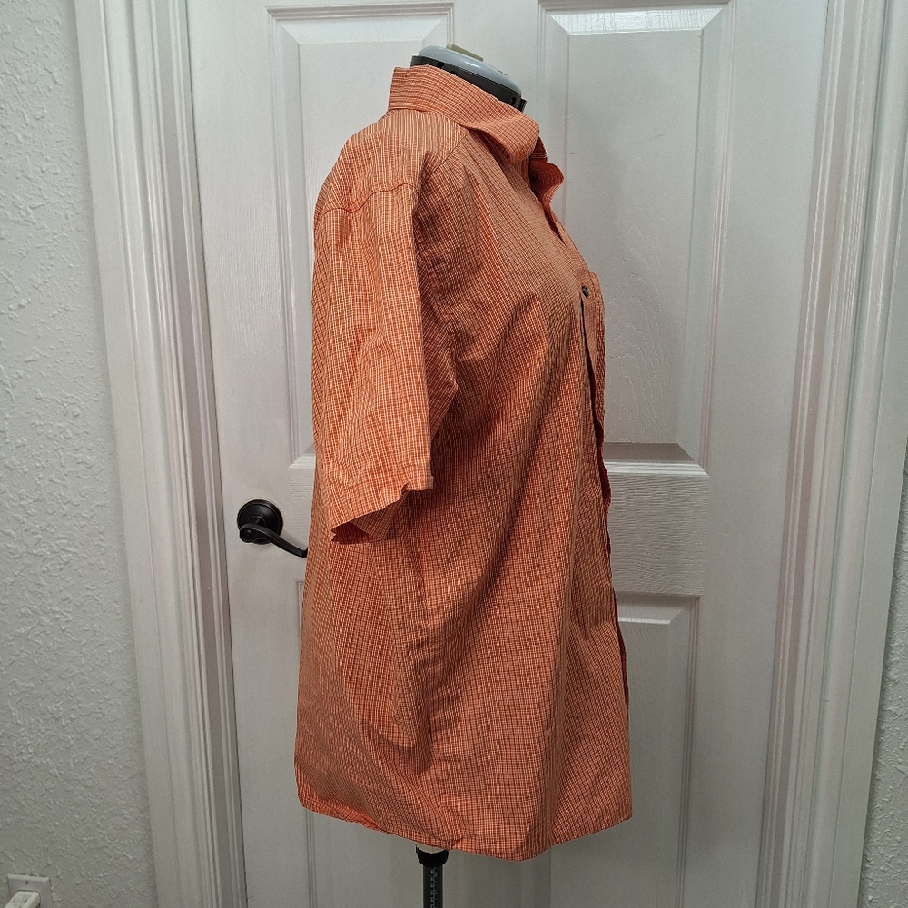 Ariat Men's Orange Checkered Button-Down Shirt - Picture 3 of 9